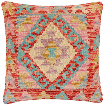handmade Traditional Pillow Red Blue Hand-Woven SQUARE 100% WOOL Hand woven turkish pillow2' x 2'
